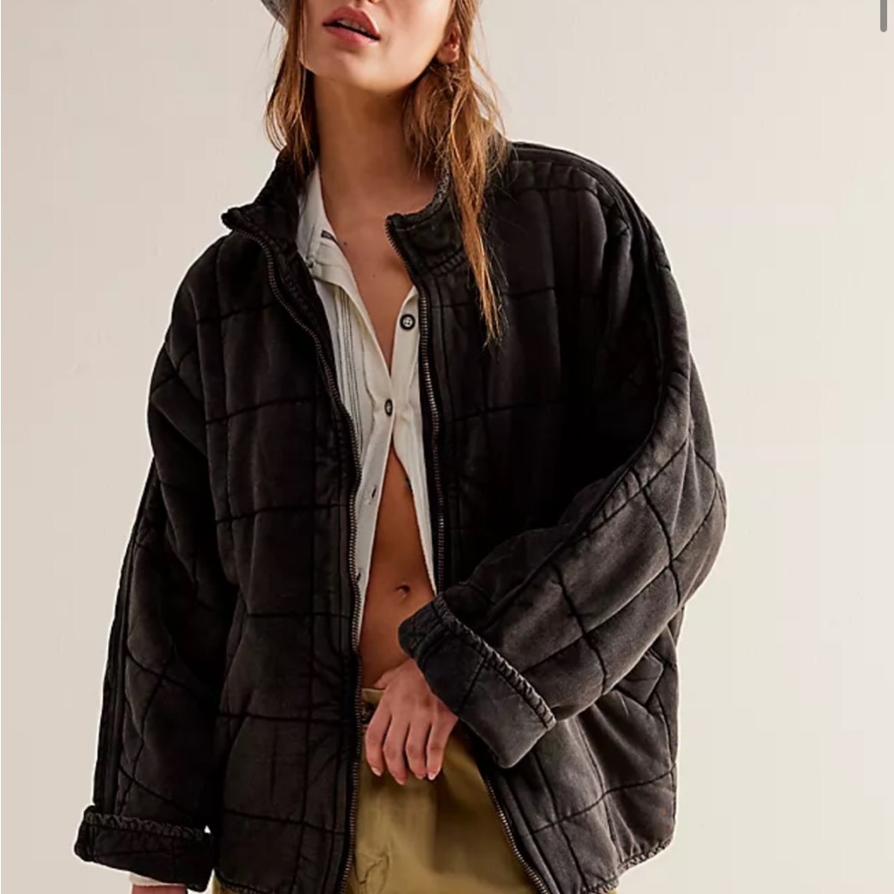 Free People Black Quilted Puffer Jacket